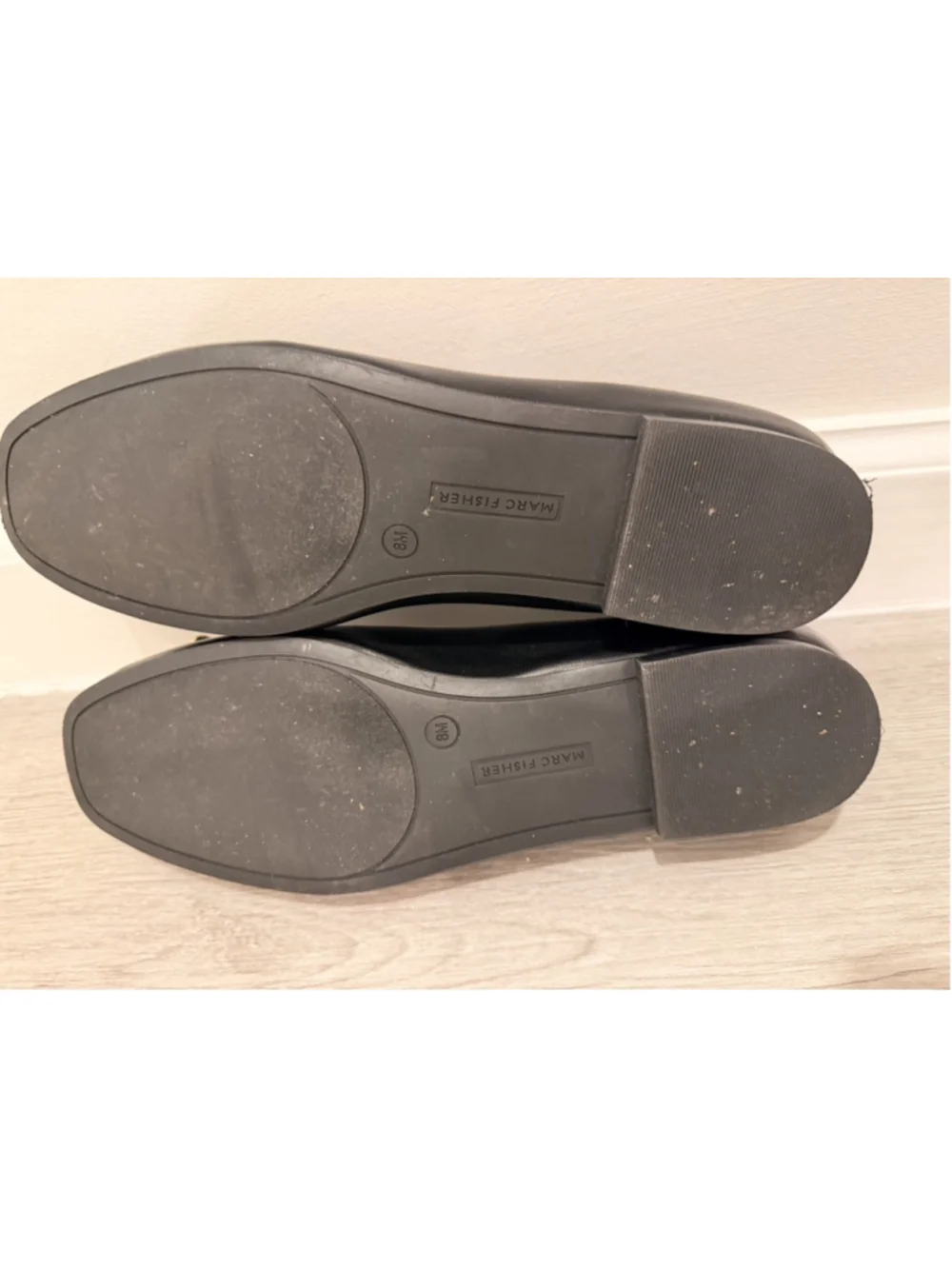 Marc Fisher Tempt Embellished Ballet Flats Size 8 Black with Gold Studs